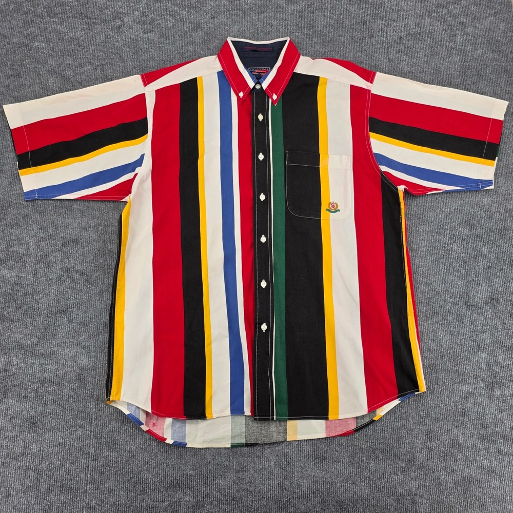 VTG Colowear America Mens Medium Multi Color Vertical Stripe Button Down Shirt